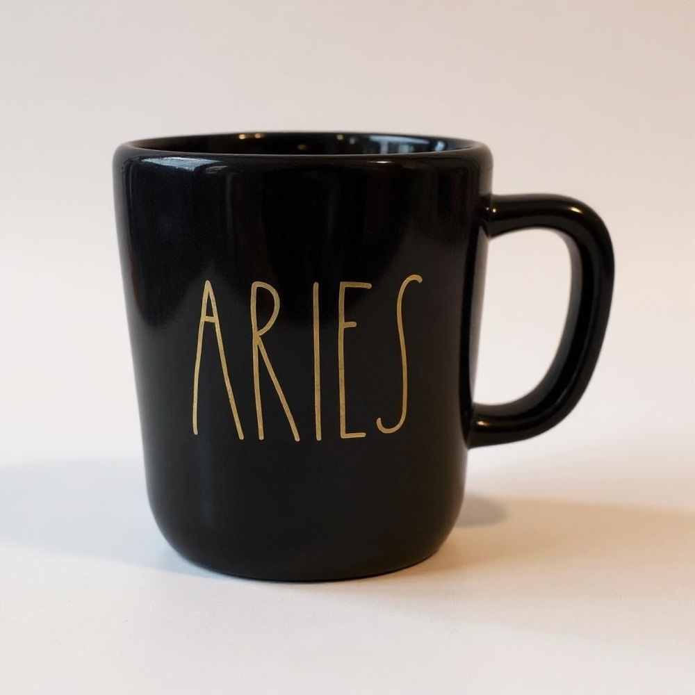 Rae Dunn Aries‎ Zodiac Coffee Mug Black Gold Constellation Ceramic Cup